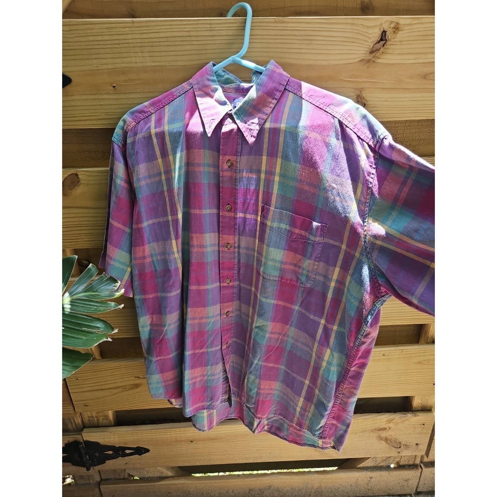 GAP Short sleeve Shirt Button down Men's colorful Plaid size L
